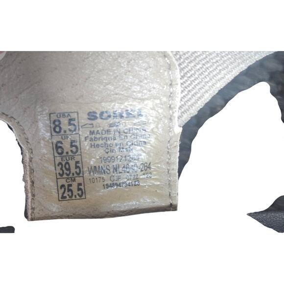 Sorel Sandal US 8.5 Cameron Stretch Leather Strappy Cork Wedge Tan Black Preppy - Picture 7 of 8